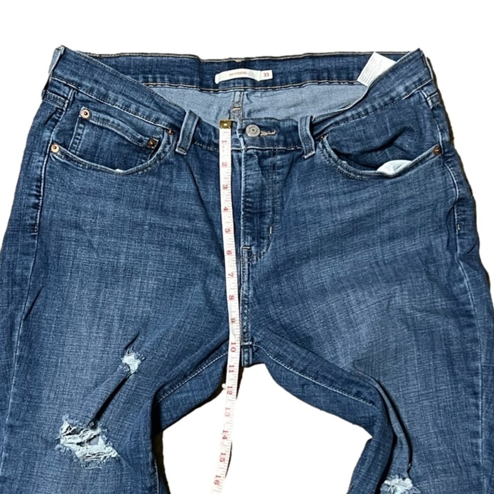 LEVI Strauss & Co Boyfriend Women’s Distressed Denim Blue Jeans (Sz 33) - Picture 11 of 13